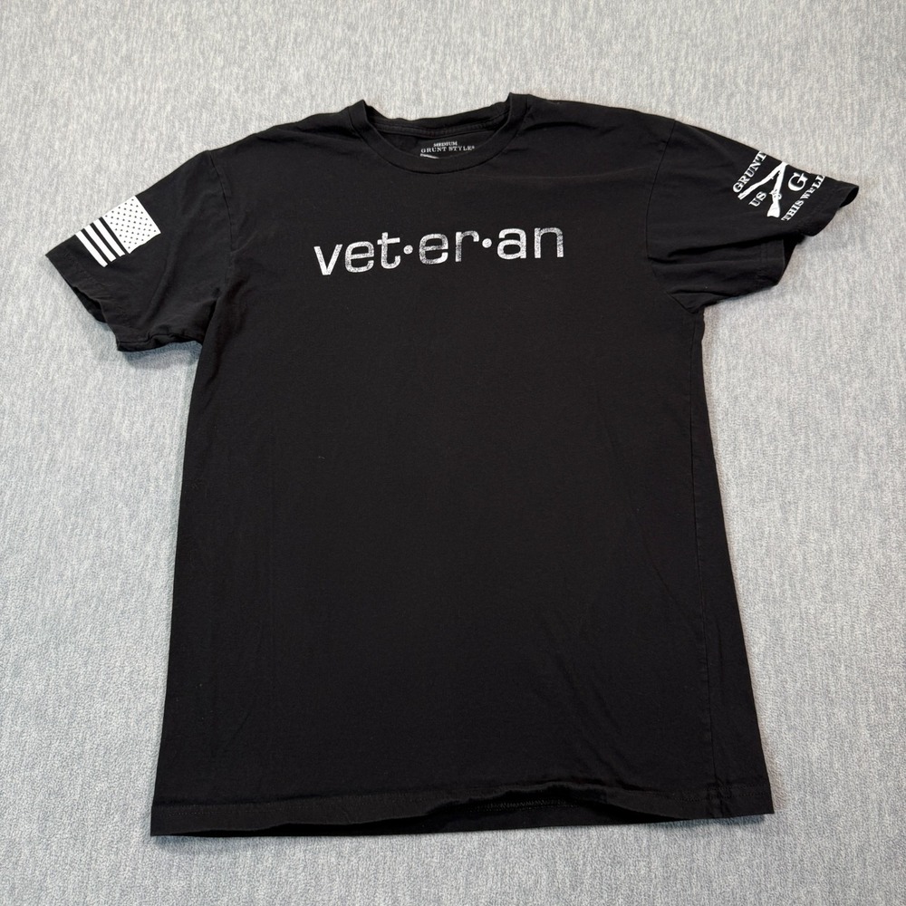 Grunt‎ Style Shirt Mens Medium Black Short Sleeve Veteran Graphic Cotton T-Shirt